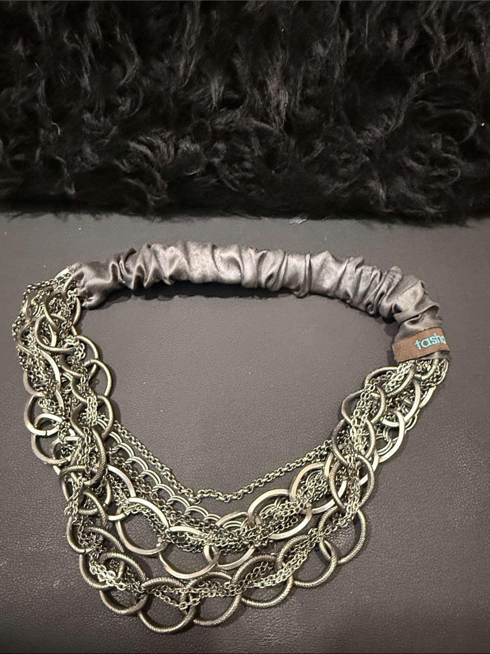 Tasha Gunmetal Multi-Chain Satin Headband